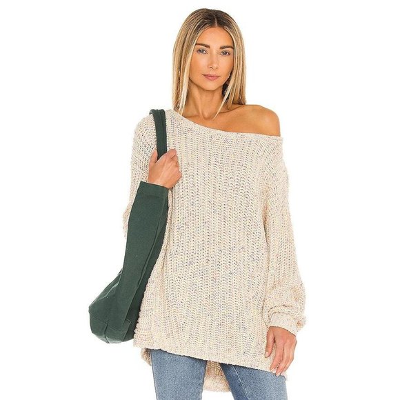 Free People Sweaters - NWT Free People cream multicoloured thread dolman sleeve pullover sweater
